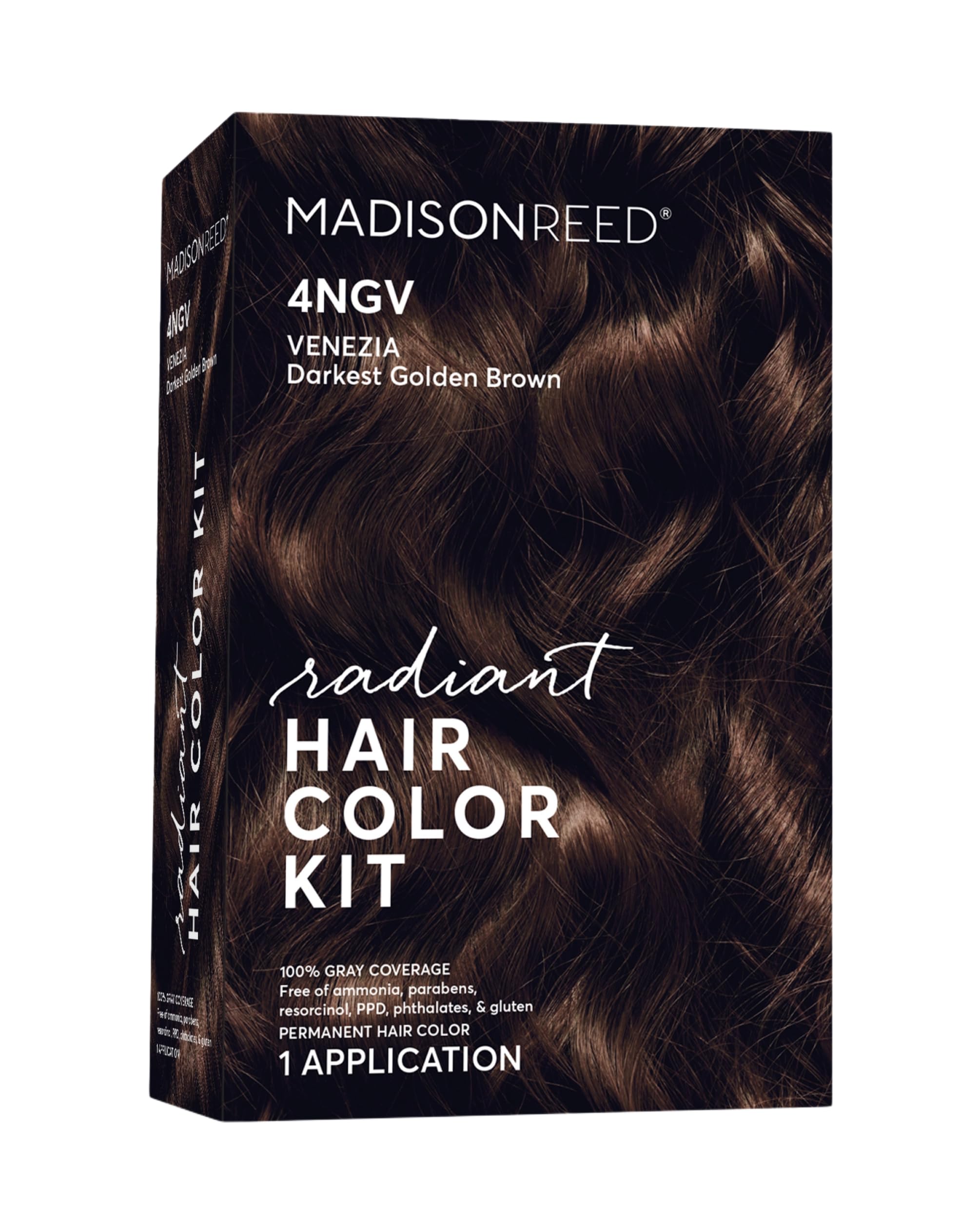 Madison Reed Radiant Color Kit Venezia Brown pour shows rich, even gray coverage.