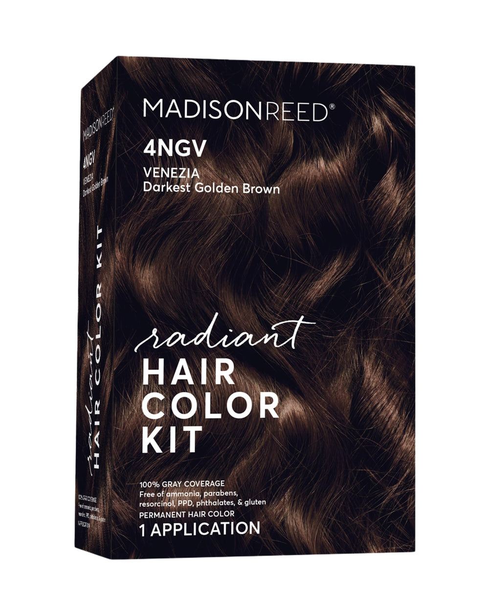 Madison Reed Radiant Color Kit Venezia Brown pour shows rich, even gray coverage.