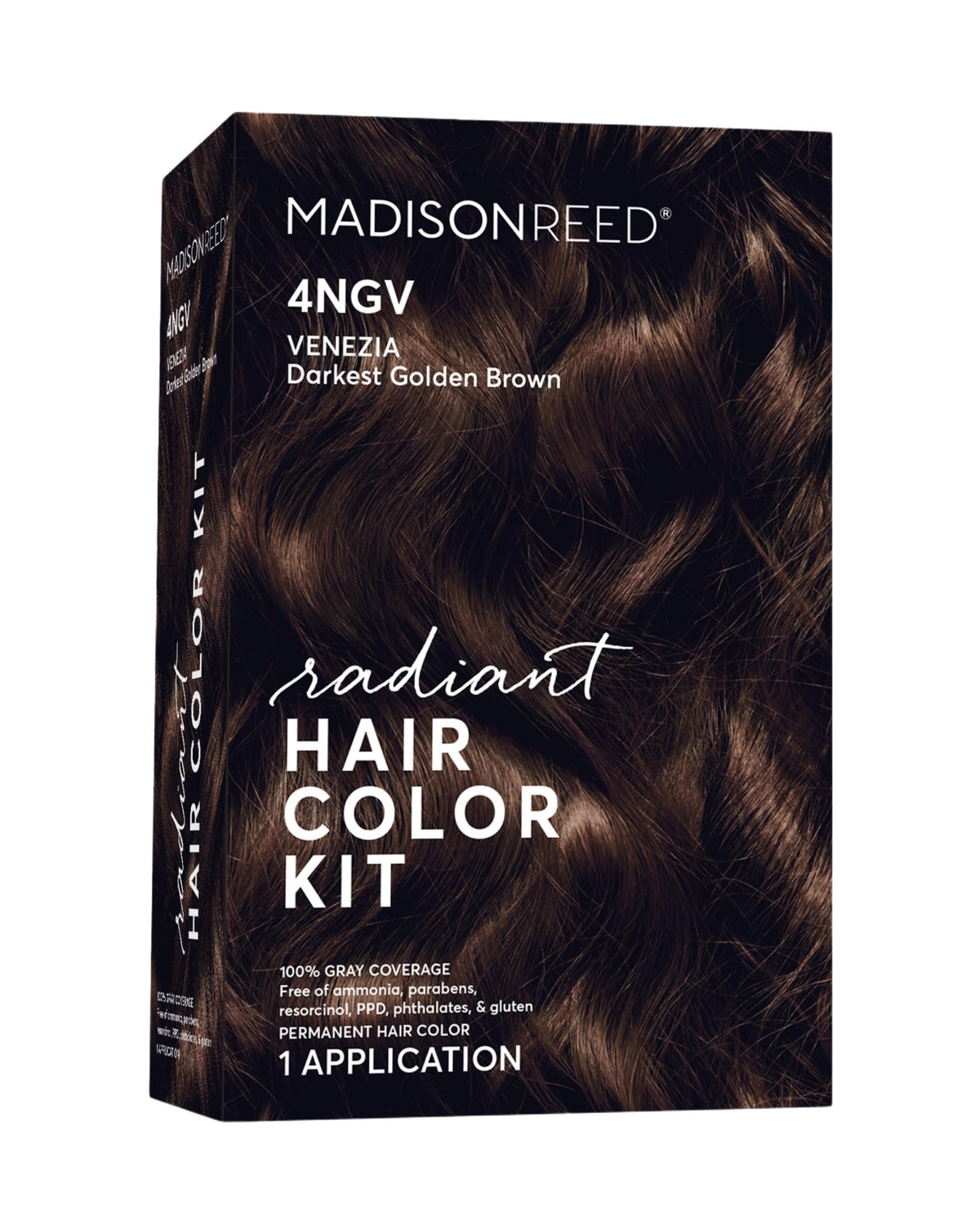 Madison Reed Radiant Color Kit Venezia Brown pour shows rich, even gray coverage.