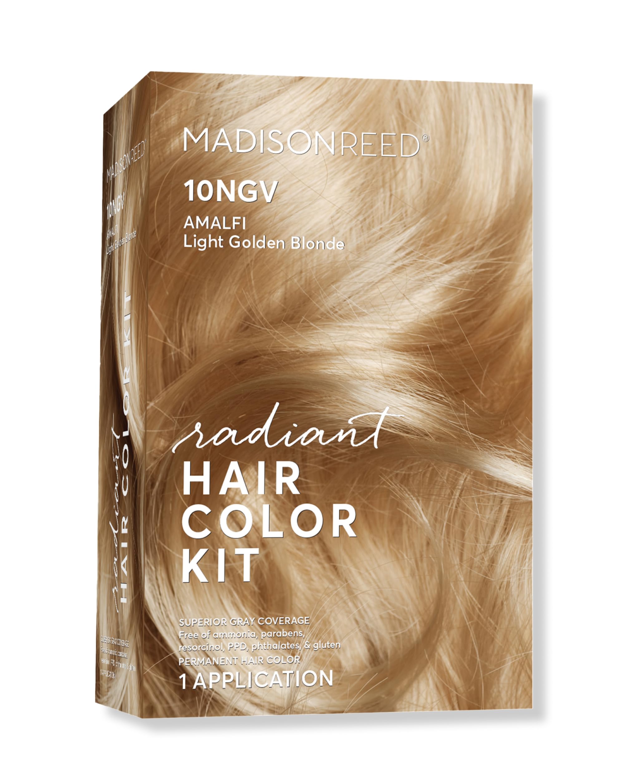 Madison Reed Radiant Hair Color Kit pour demonstrates even mix for consistent light golden blonde results.