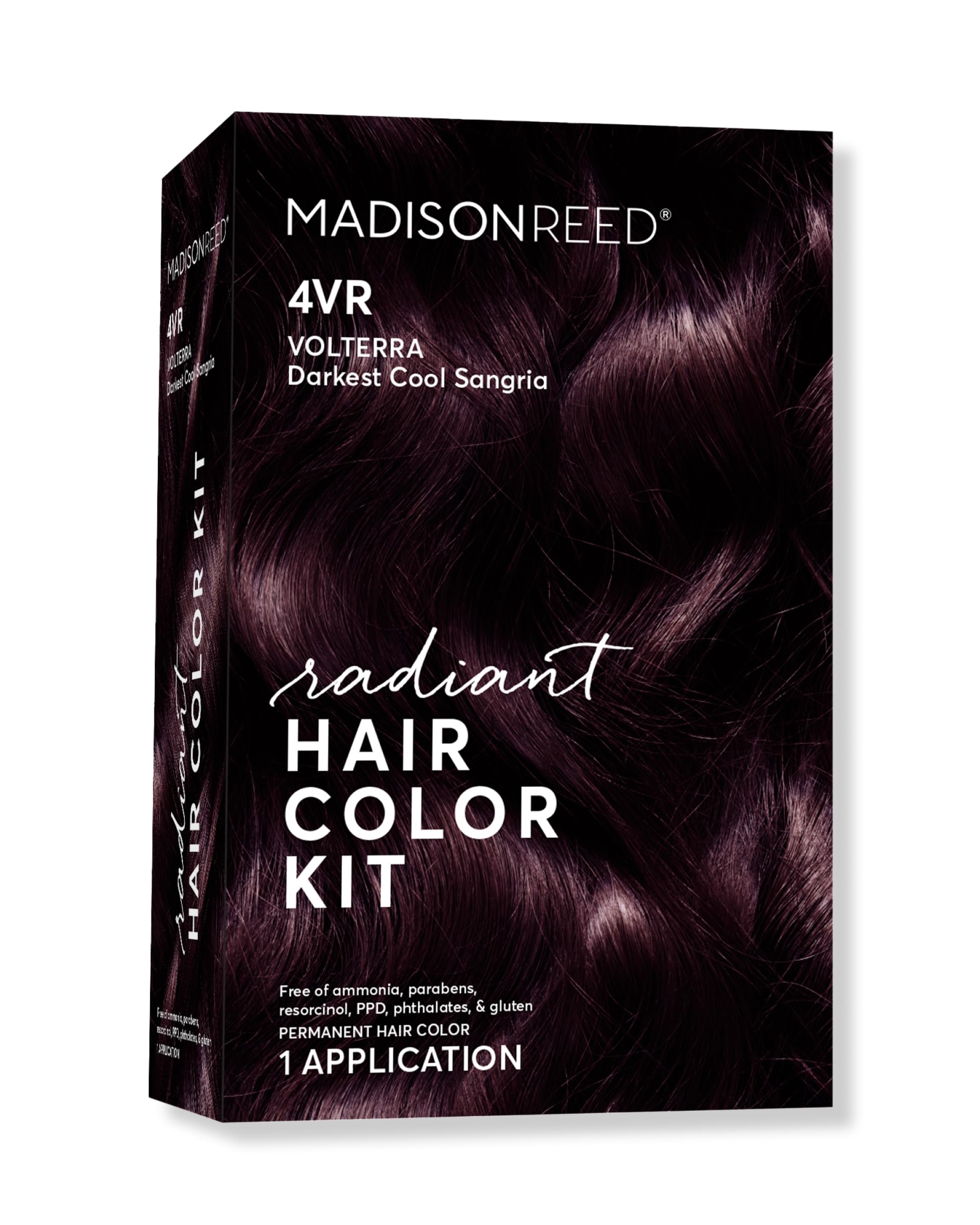 Madison Reed Radiant Hair Color Kit bottle shows 4VR shade for long-lasting gray coverage.