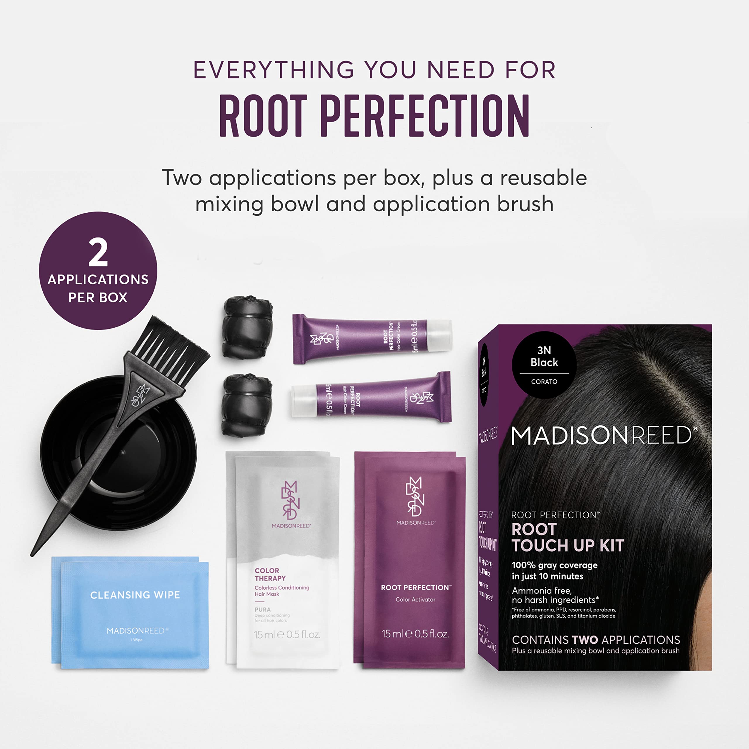 Madison Reed Root Perfection color-cream application shows easy, precise touch-up between salon visits.