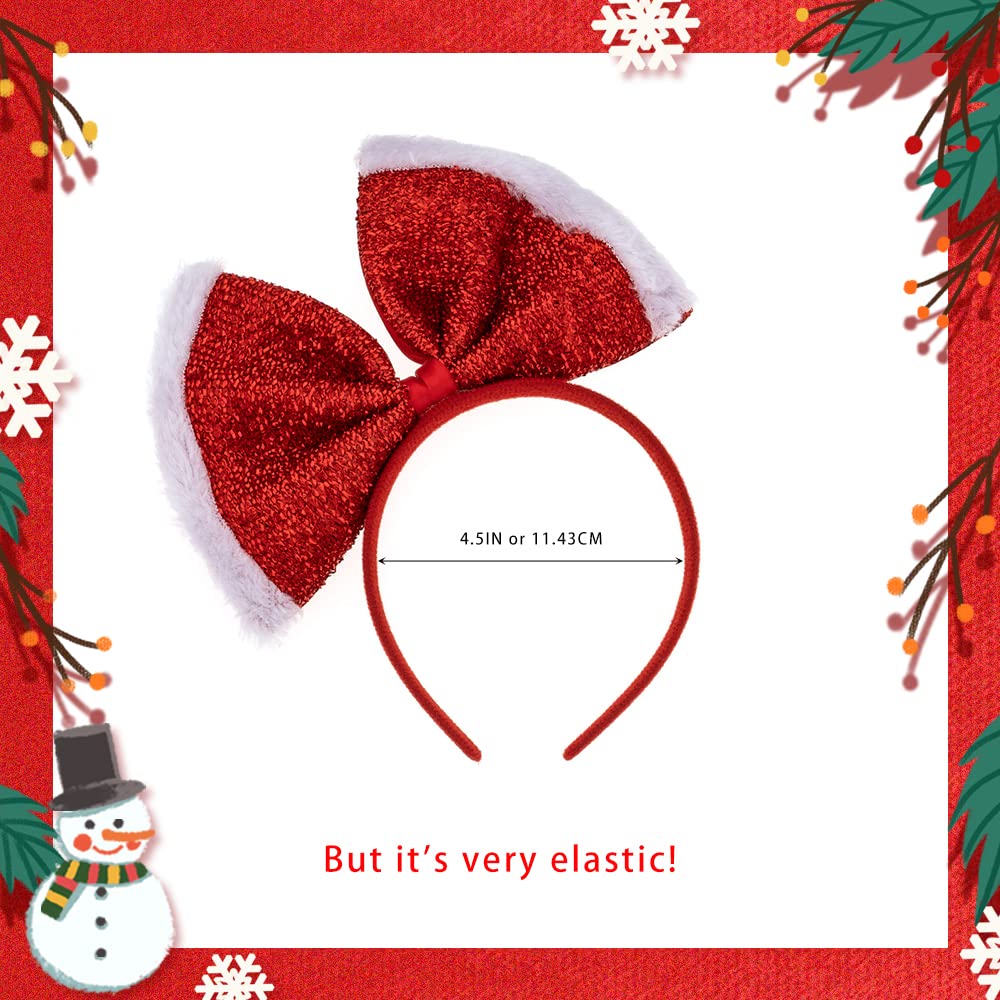 Madison Tyler models kid and women wearing the bow headband for festive wear.