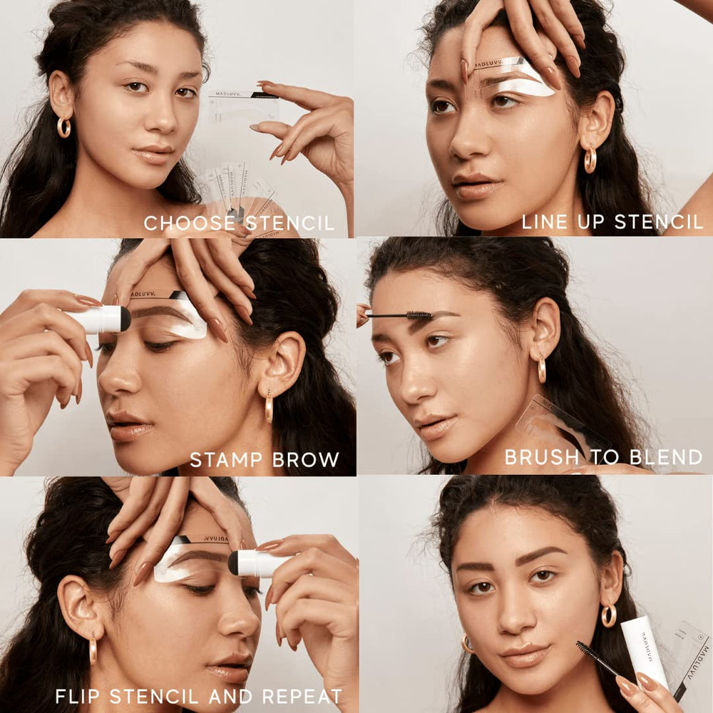 MADLUVV Brow Stamp Kit spoolie included for blending and grooming