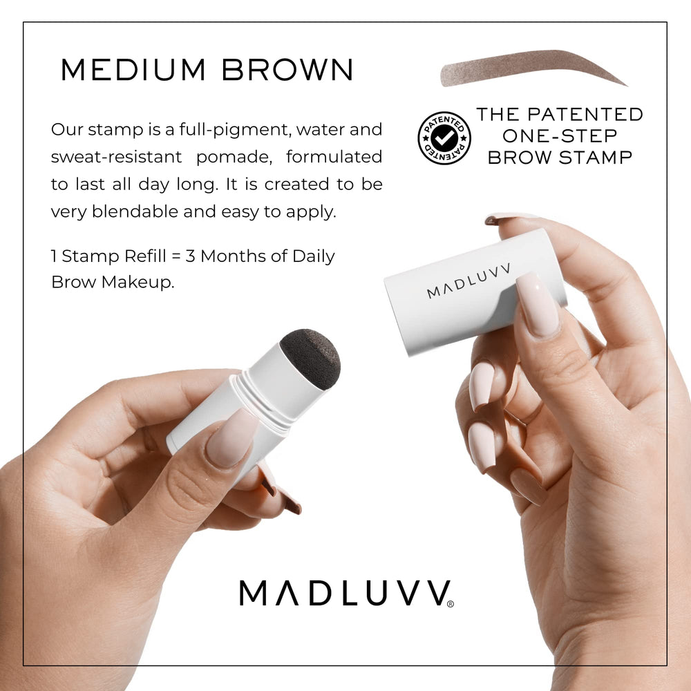 MADLUVV Brow Stamp Refill pigment release shows twist-to-release control for customizable tint