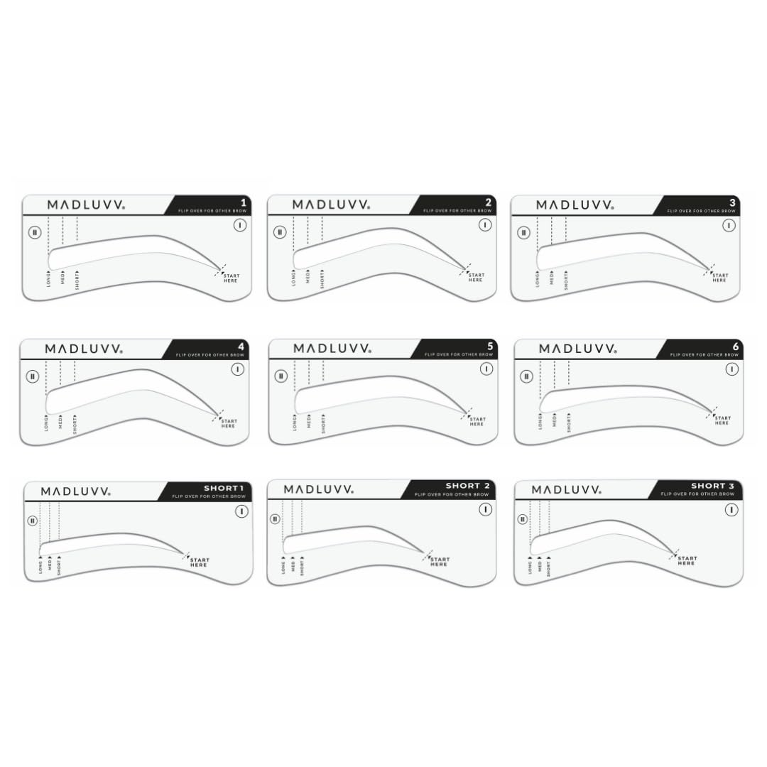 Nine stencil shapes included for customizable natural brows