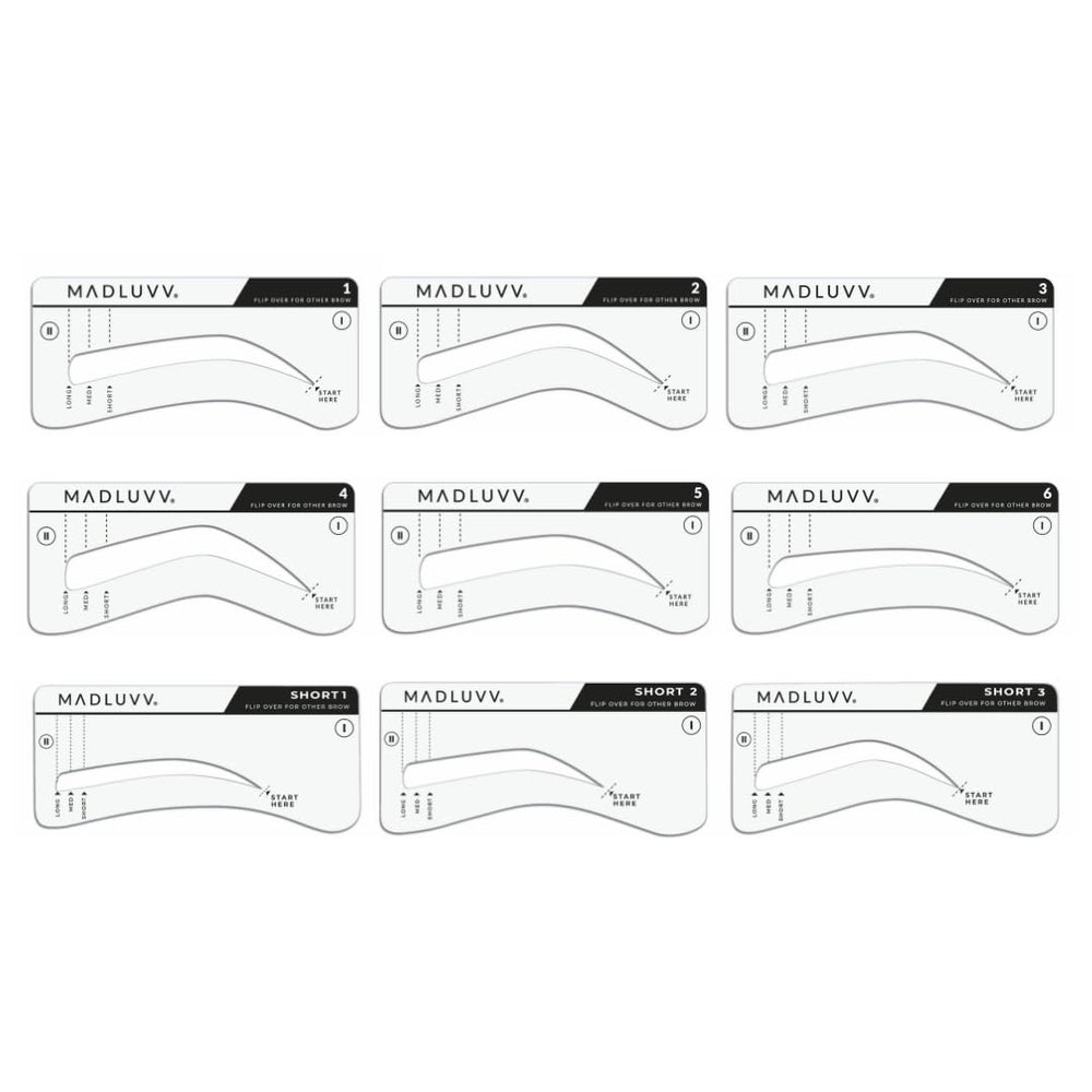 Nine stencil shapes included for customizable natural brows