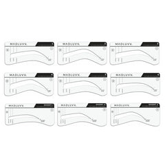 Nine stencil shapes included for customizable natural brows