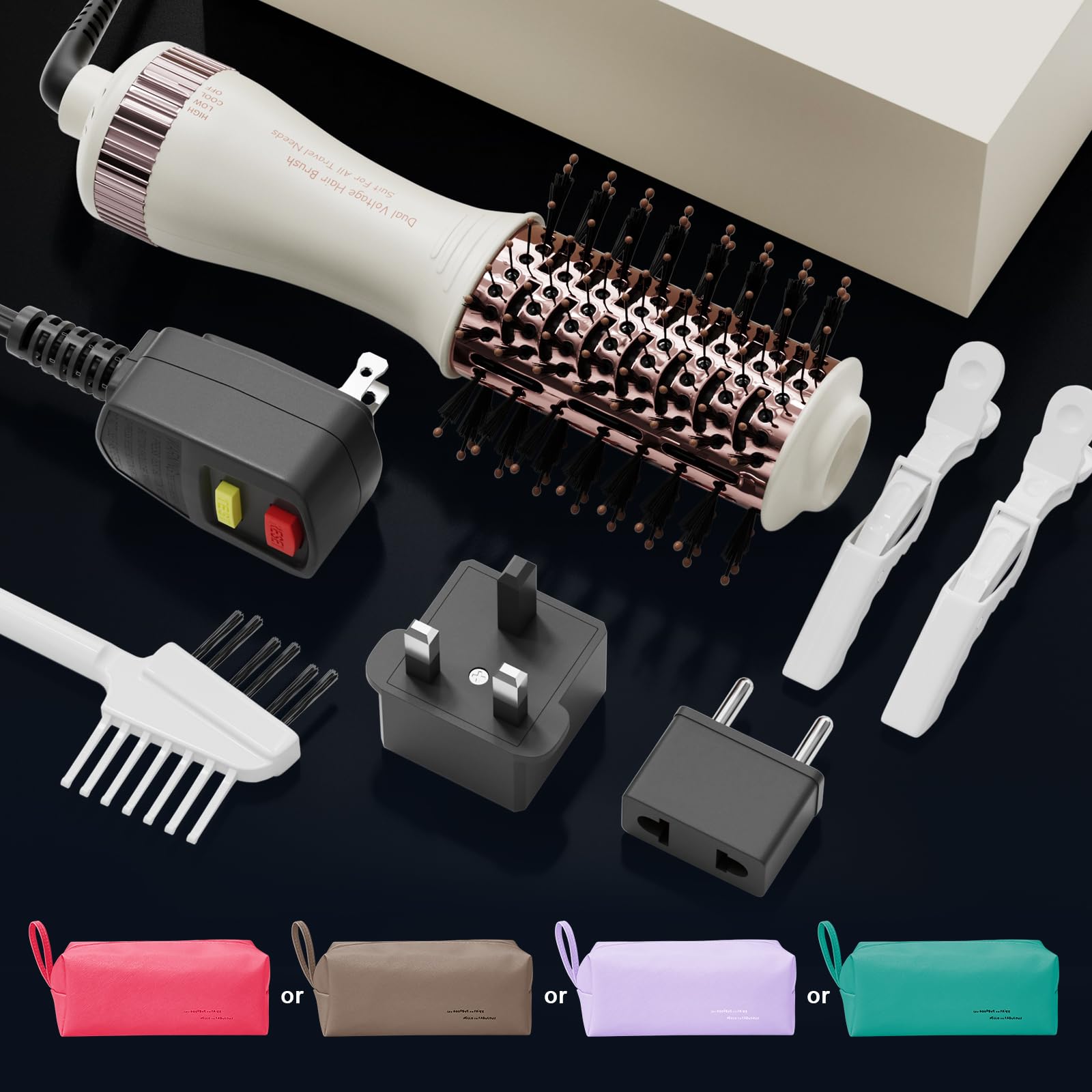 Madremía travel storage case and two clips included for organization.