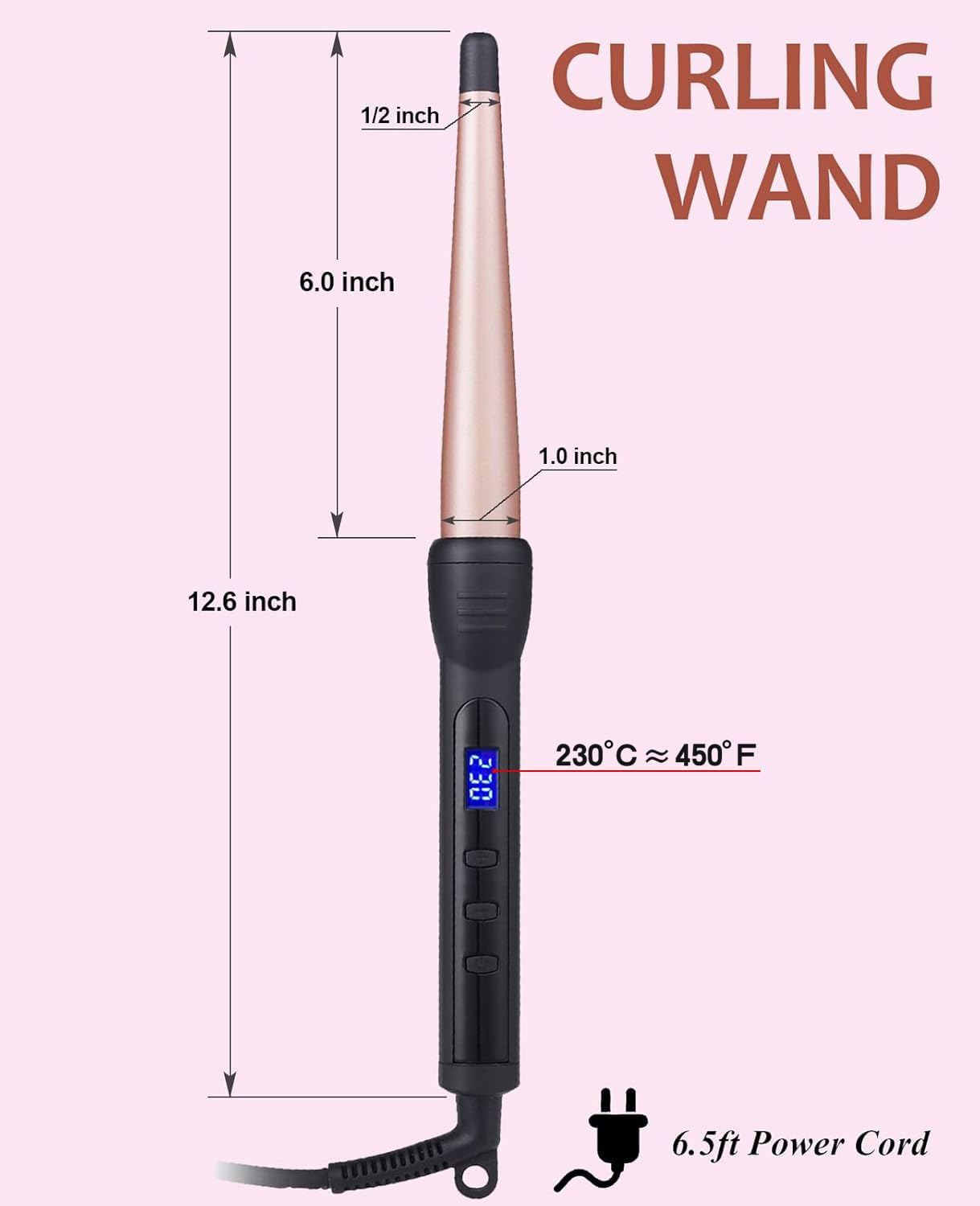 MADURIAO curling wand LCD display with precise temperature settings