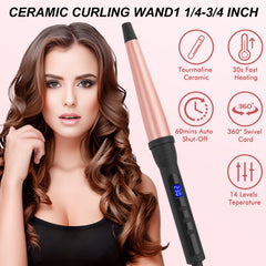 MADURIAO curling wand temperature settings allow 14 heat levels from 100°C to 230°C.