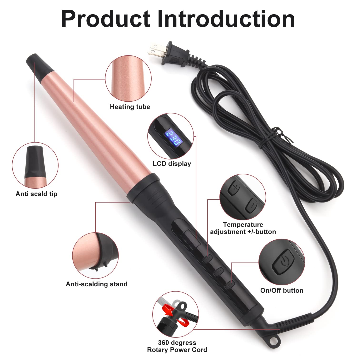 MADURIAO curling wand travel-friendly design suitable for on-the-go styling.