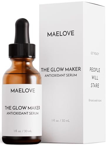Maelove Glow Maker bottle closeup for premium daily brightening.