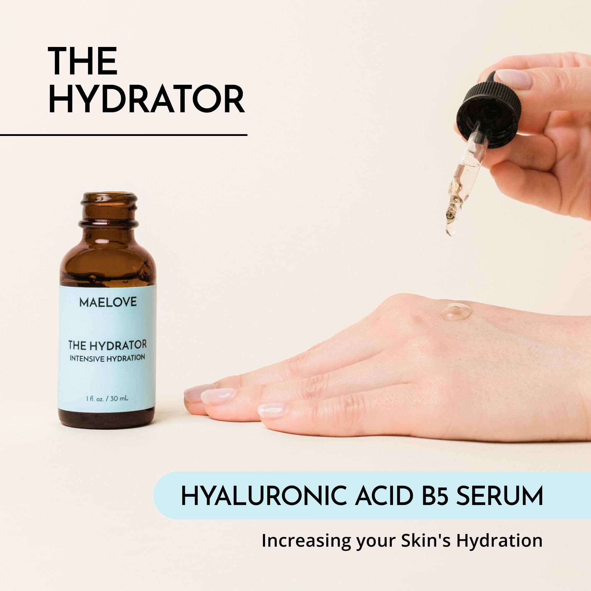 MAELOVE Hydrator gel-texture image shows quick-absorbing, non-greasy hydration.