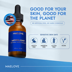 MAELOVE Moonlight Serum encapsulated-retinal-detail highlights potent night-time formula.