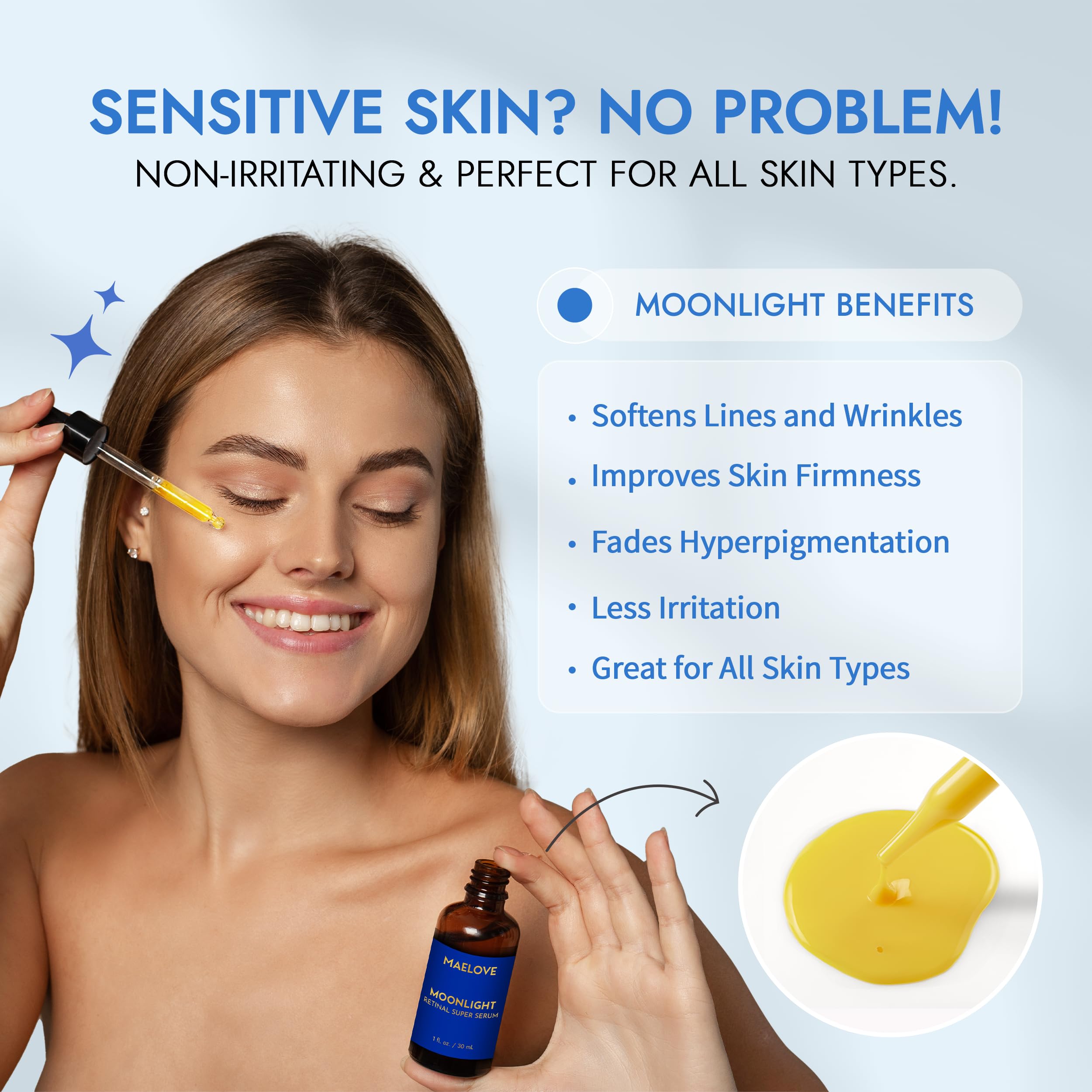 MAELOVE Moonlight Serum features hyaluronic acid and ceramides for hydration.
