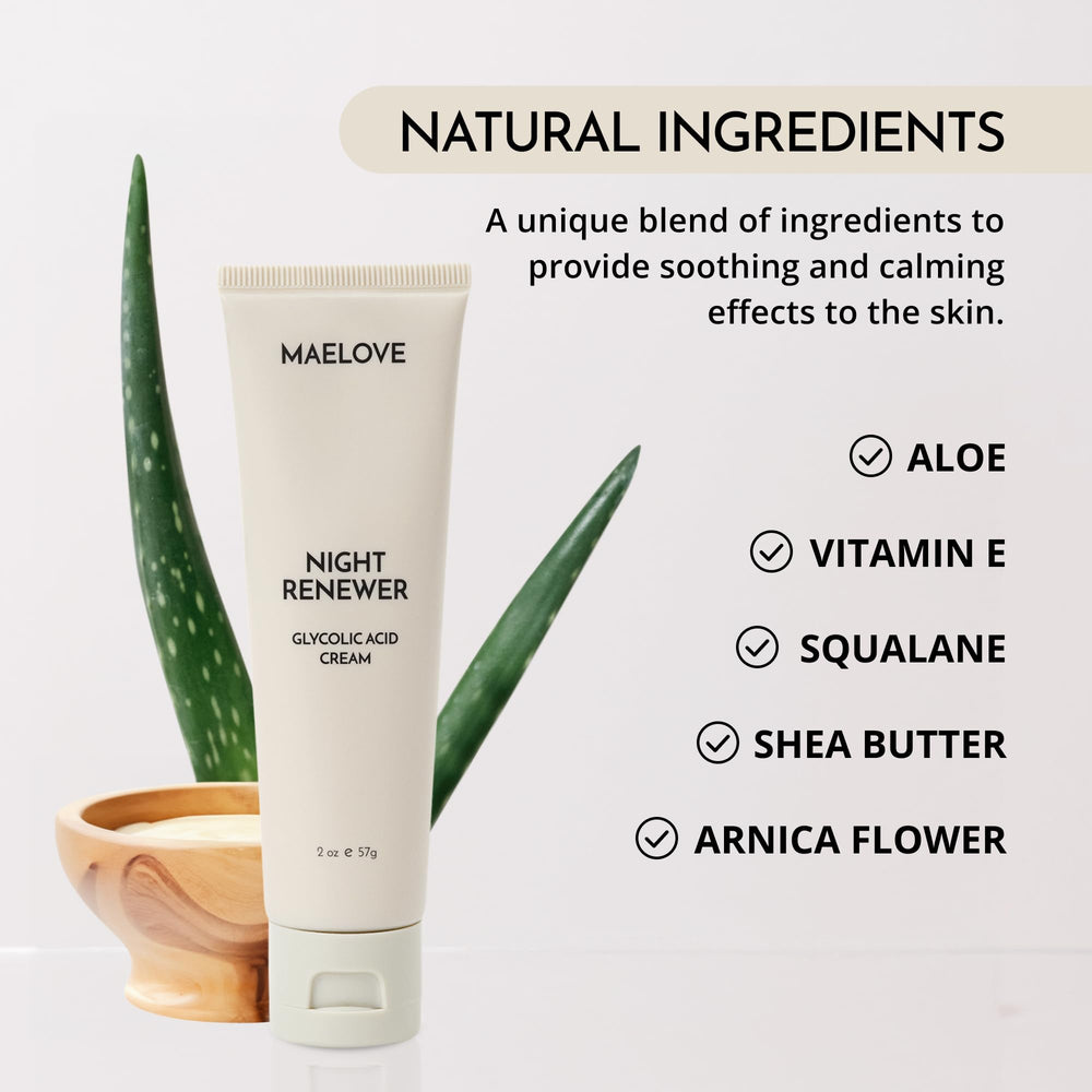 MAELOVE Night Renewer application routine demonstrates nightly use with gentle layering.