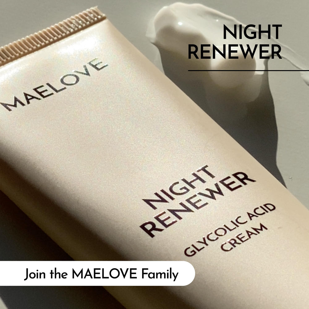 MAELOVE Night Renewer made-in-USA sign underscores vegan and cruelty-free identity.