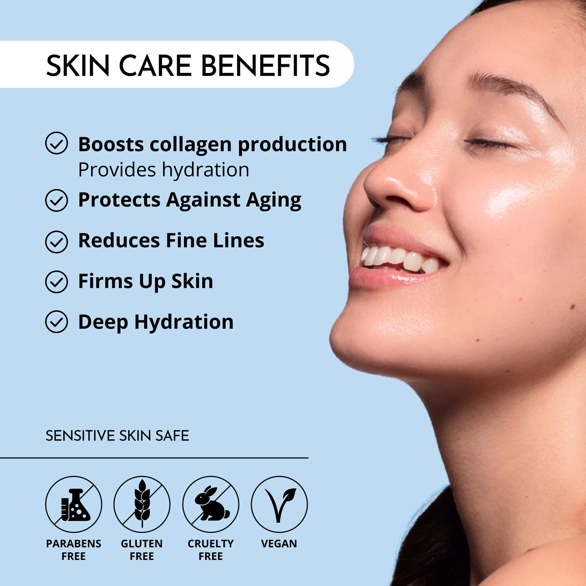 MAELOVE Peptide Squad texture close-up emphasizes plump hydrated skin.