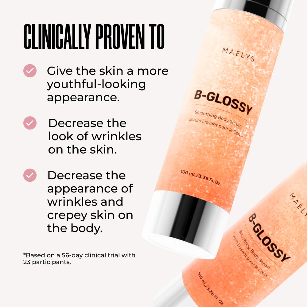 Maëlys B-GLOSSY packaging front emphasizes premium anti-aging body care for daily use