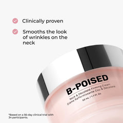 Maëlys B-Poised neck-decollete cream application demonstrates smoothing, hydrating routine.