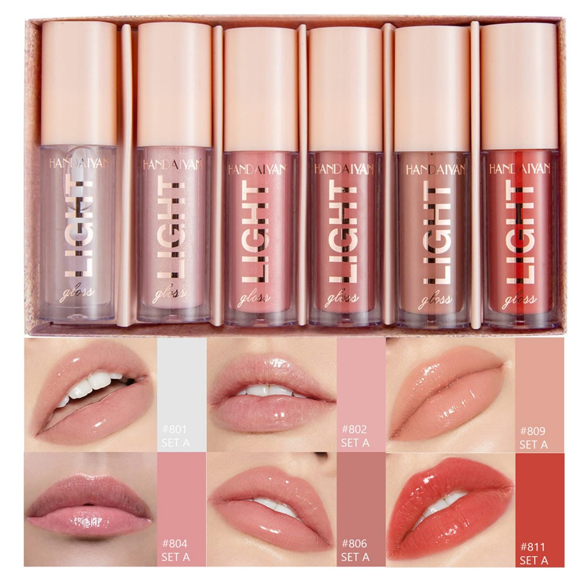 MAEPEOR lipgloss set 6pcs packaging shows premium gift-ready design.