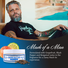 Maestro's Classic beard butter texture close-up highlighting creamy hydration for softer beard hair.