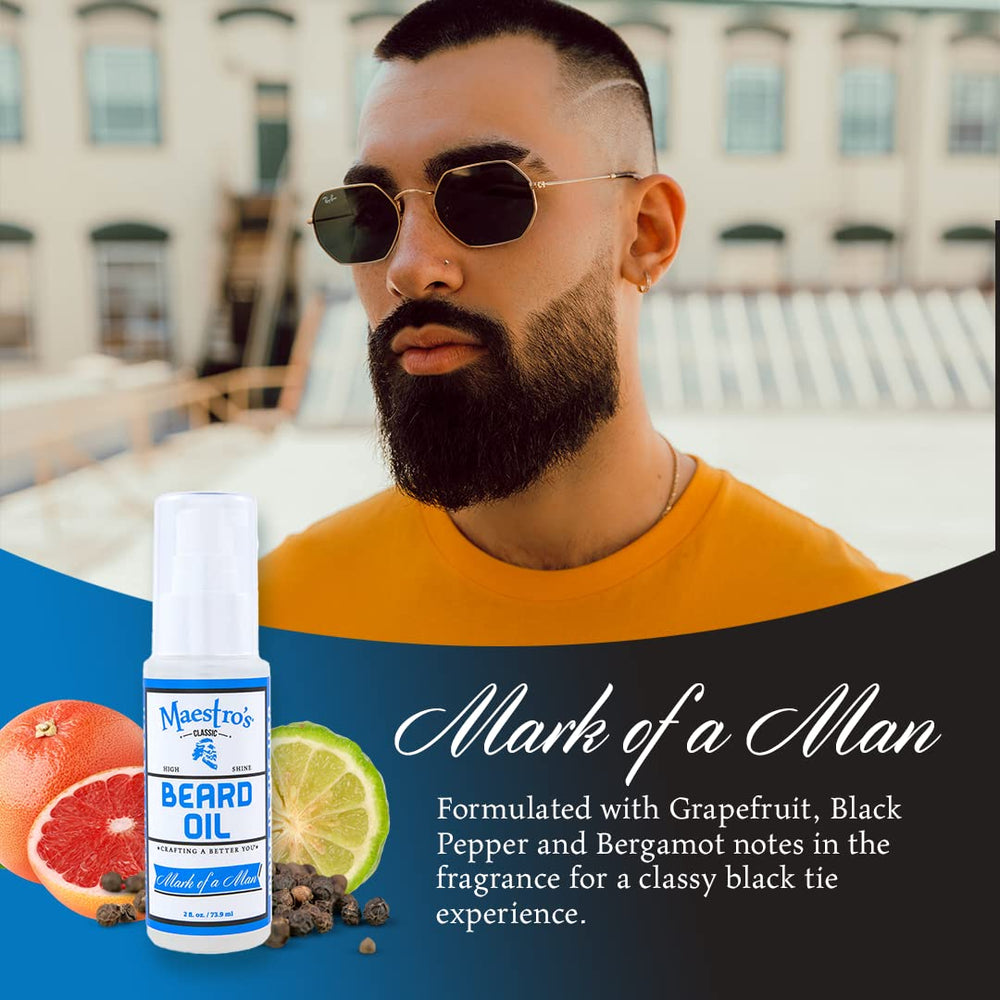 Maestro's Classic Beard Oil being applied on beard for a smooth, tamed look.