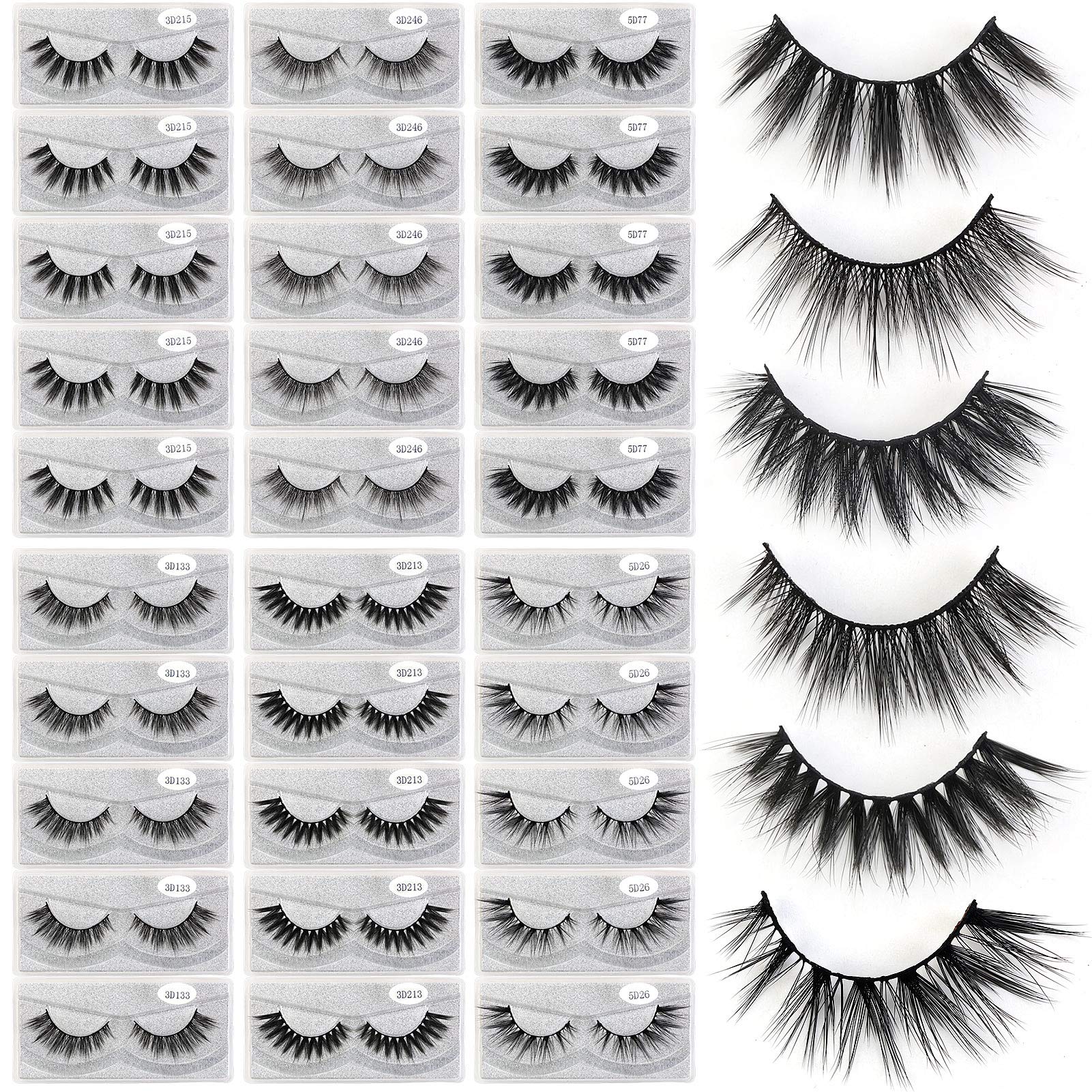 MAGEFY 30 Pairs Faux Mink Eyelashes pack with six styles for versatile looks