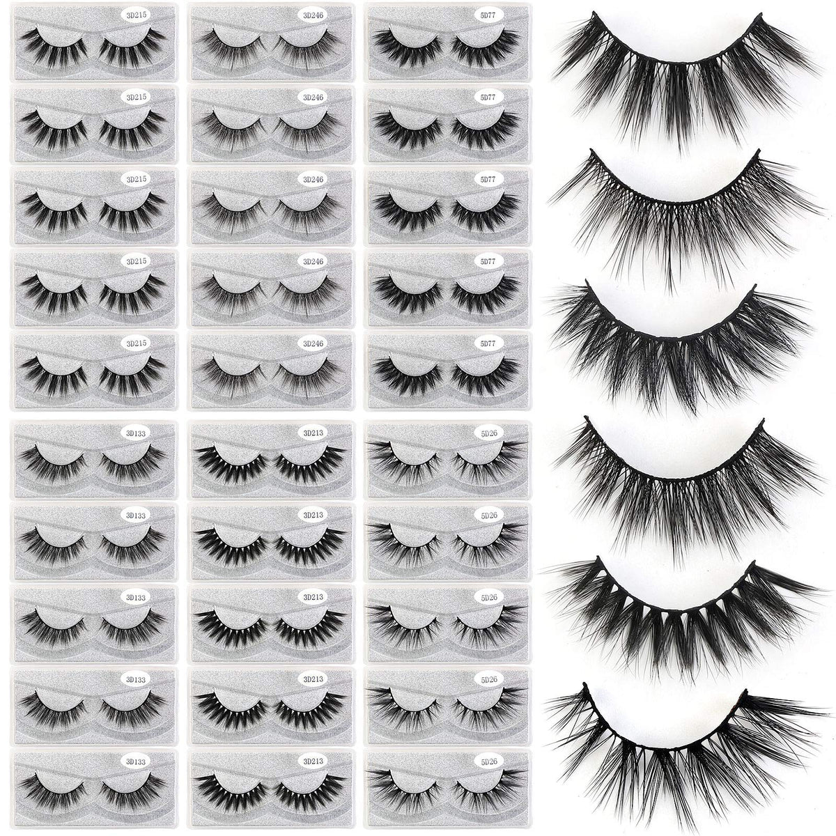 MAGEFY 30 Pairs Faux Mink Eyelashes pack with six styles for versatile looks