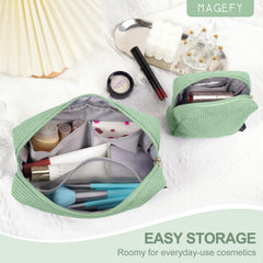 MAGEFY corduroy cube bag green zipper for compact carry