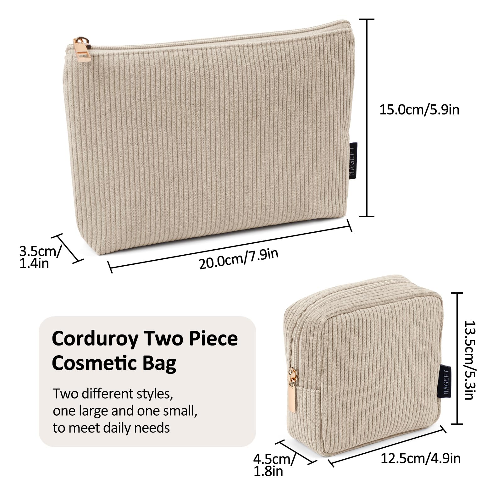 MageFY zipper detail on beige bag emphasizes smooth opening for quick access