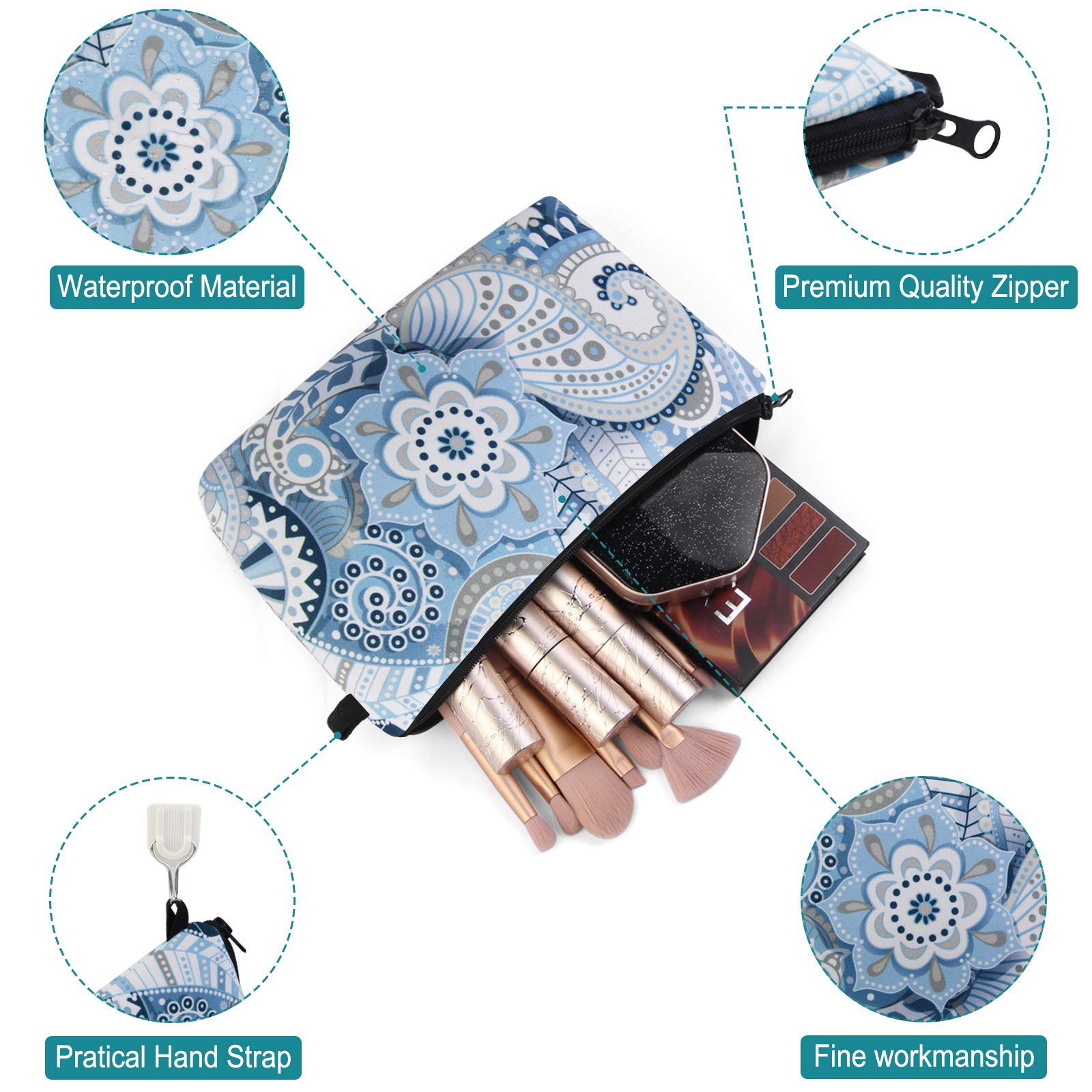 MAGEFY makeup bag with black zipper adds secure portability