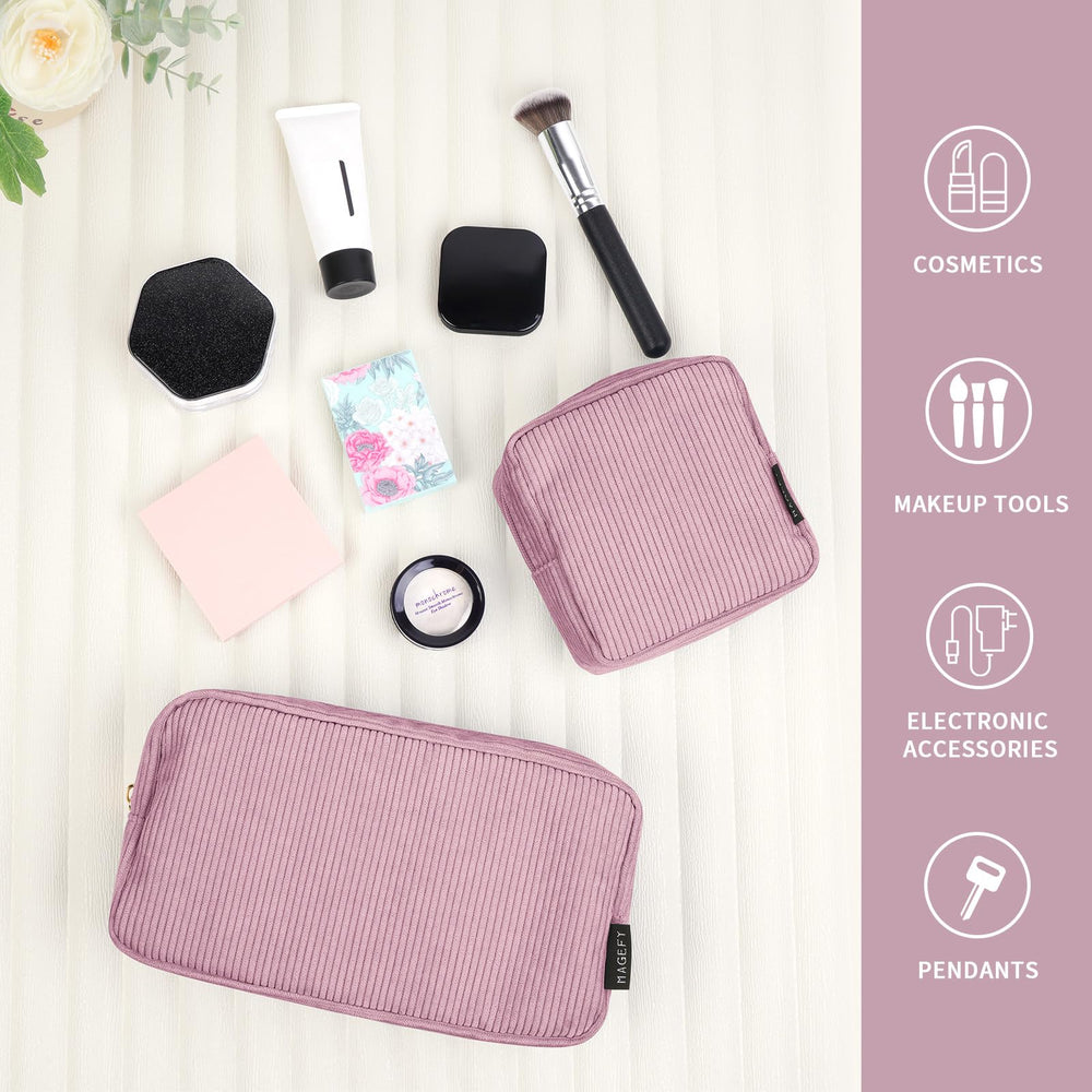 MAGEFY makeup bag color options (pink and more) for daily or travel use.