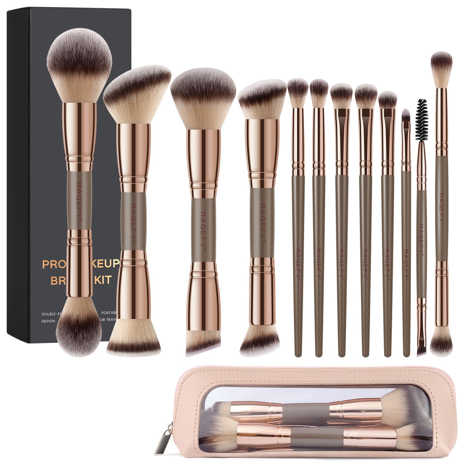 Magefy 12pc makeup brush set full kit for versatile daily routines