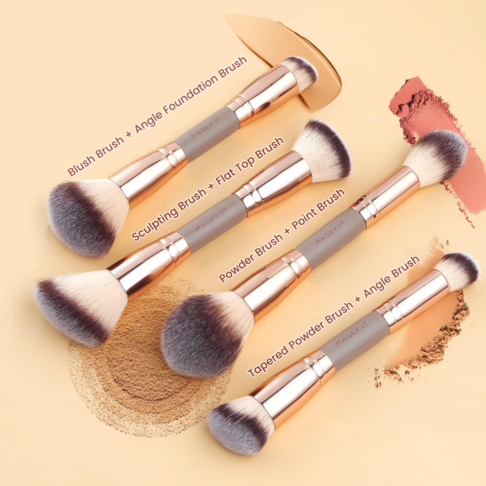 Magefy dual-ended face brushes enable foundation to contour in one tool
