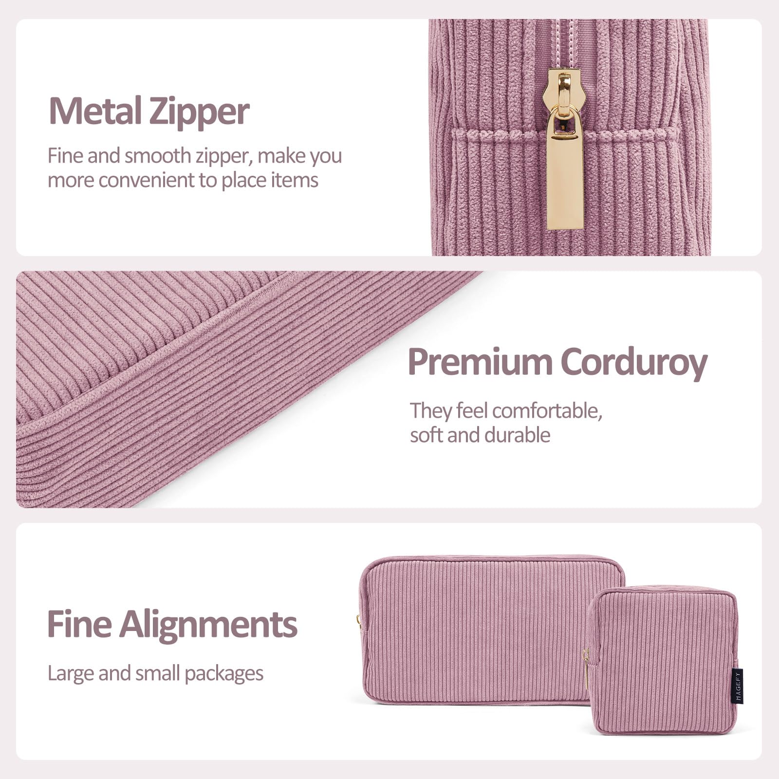 MAGEFY portable makeup bag lightweight for easy carry on the go.