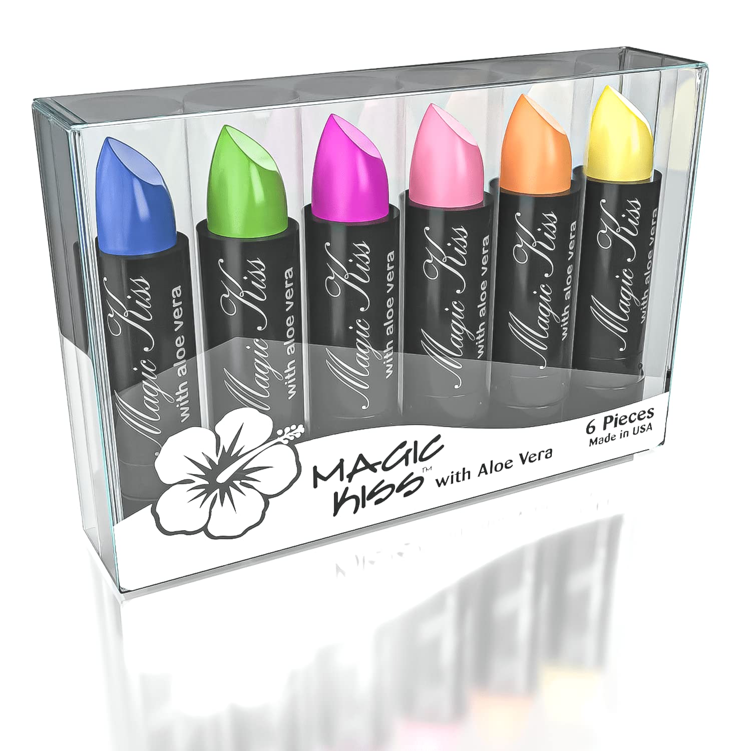Magic Kiss color-changing lipstick set highlighting temperature-activated shade shift for dynamic lip color.