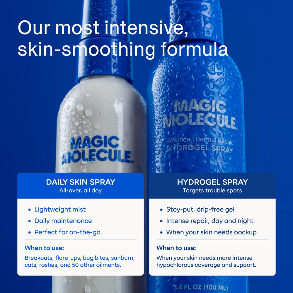 Magic Molecule skin balance on face and eyelids demonstrates gentle daily use.