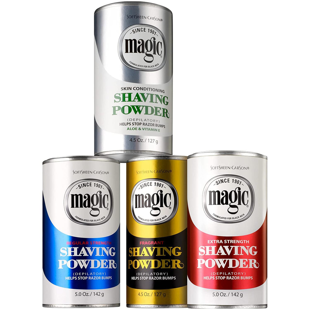 Magic Skin Conditioning Shaving Powder in use-case during morning routine highlights efficiency.