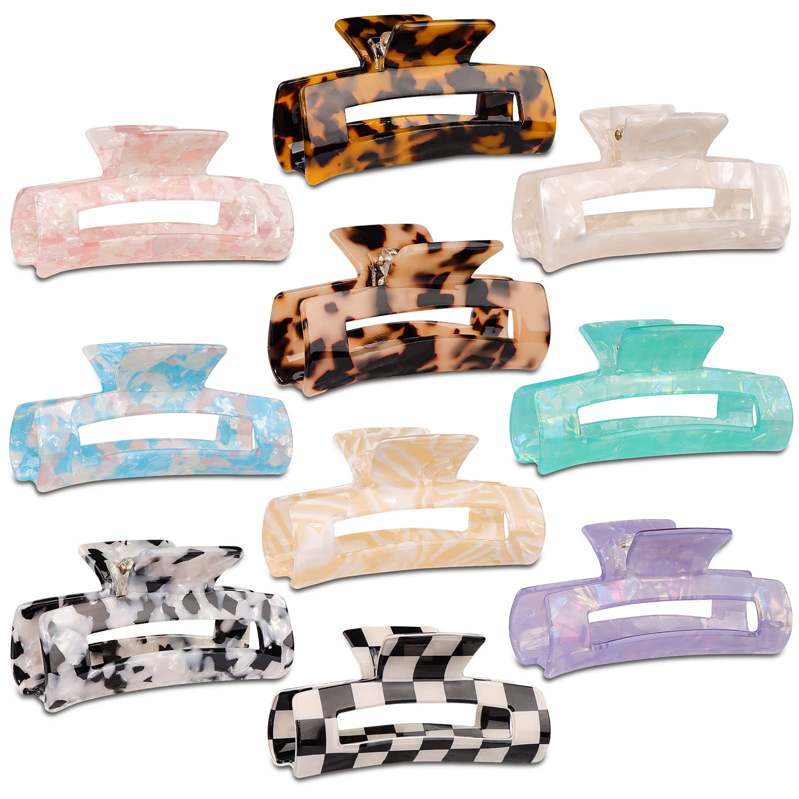 Magicsky 10-pcs hair claw clips opal marble tortoise design secure thick or thin hair all day