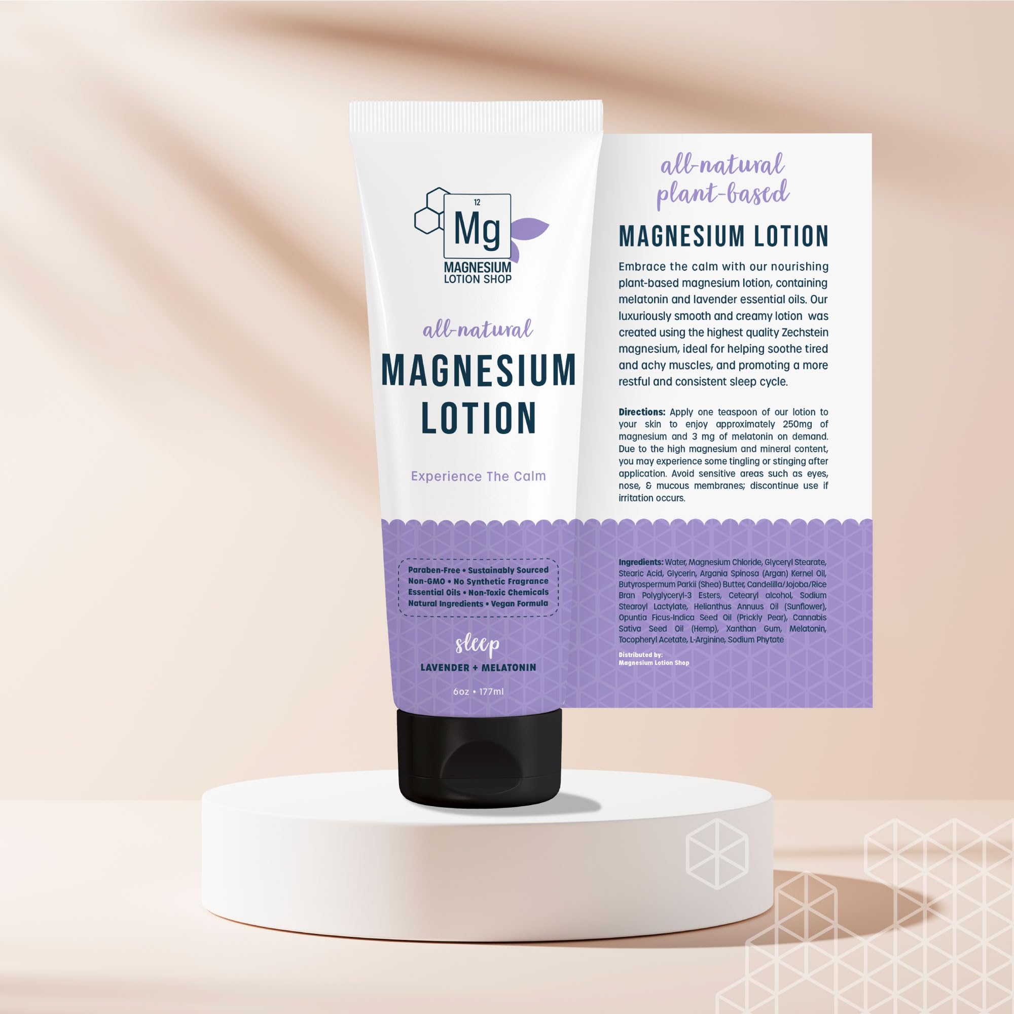 Magnesium Lotion Shop lavender-shea-argan-ingredients emphasize hydrating plant-based moisture