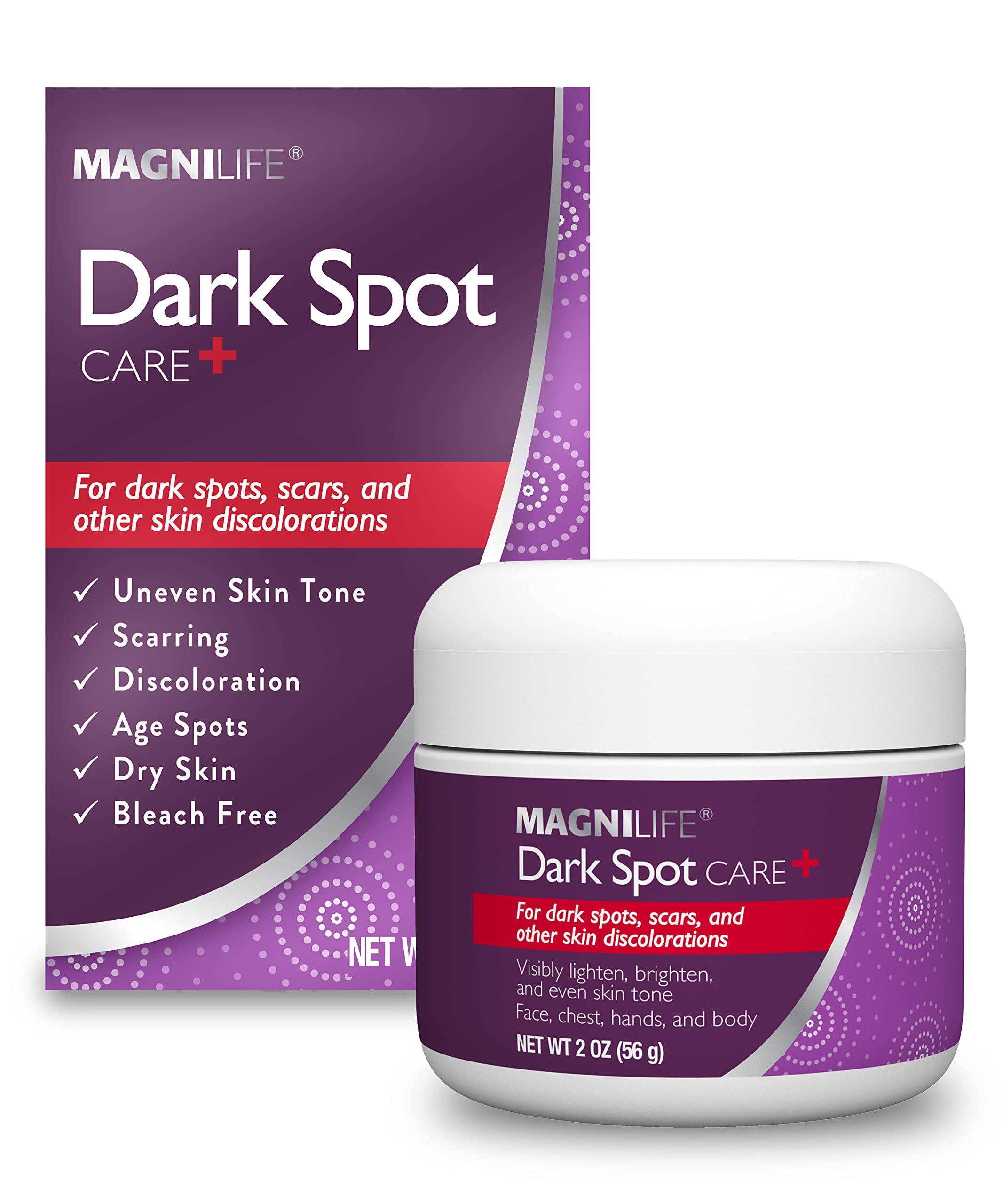 MagniLife Dark Spot Care bottle closeup for gentle hydration and even tone.