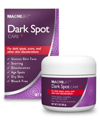 MagniLife Dark Spot Care bottle closeup for gentle hydration and even tone.