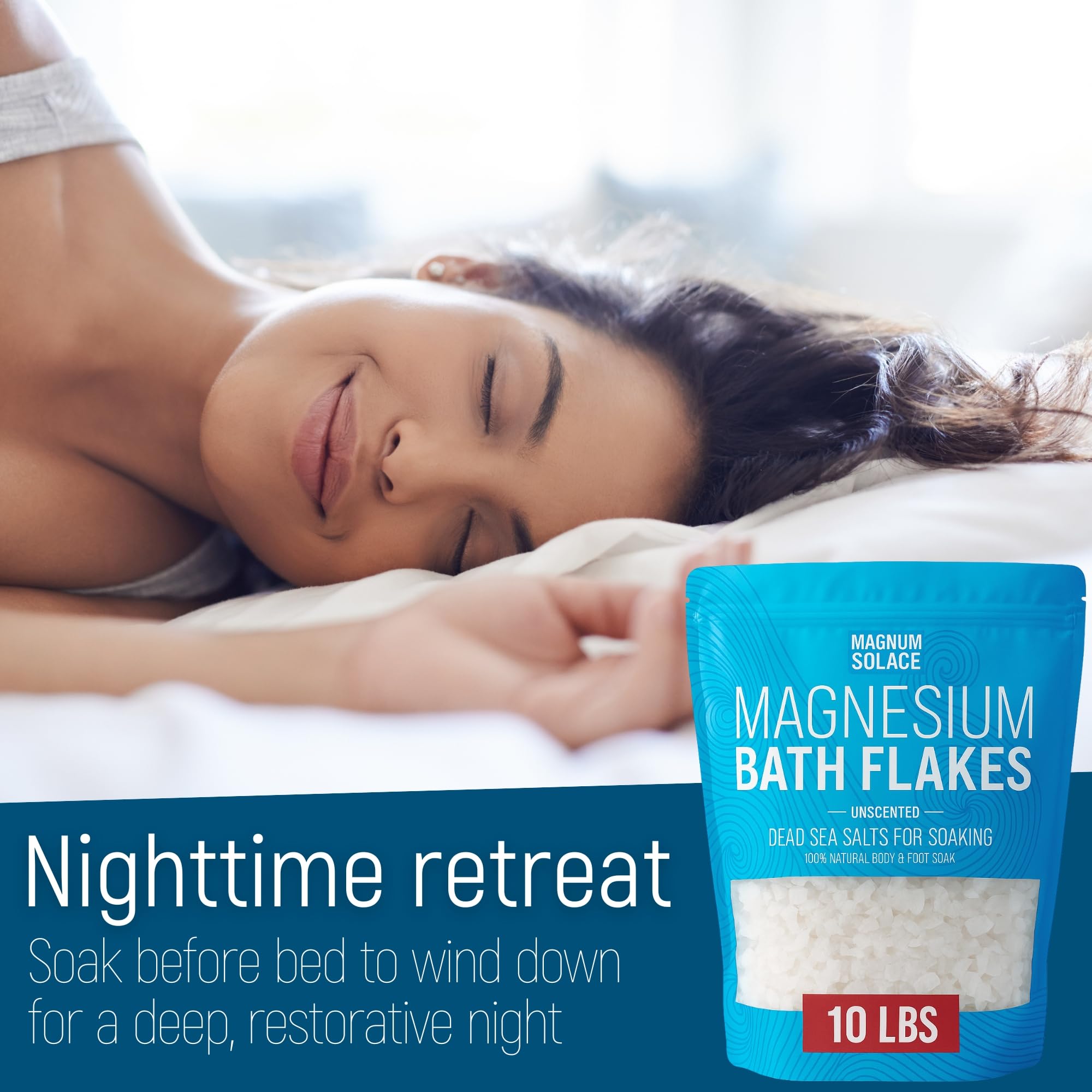 Magnum Solace bath scene shows a calming soak after a long day