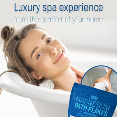 Magnum Solace Dead Sea salts for soaking shown in a mineral-rich bath.