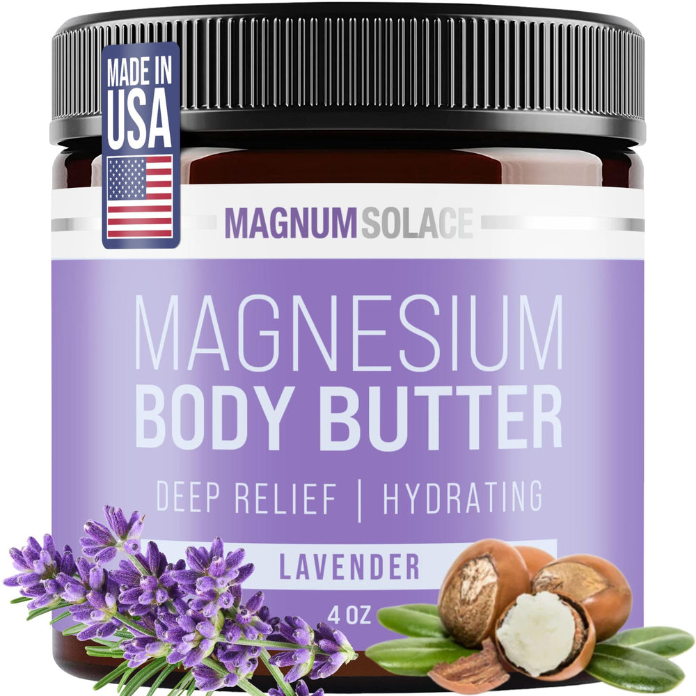 Magnum Solace Magnesium Body Butter jar view highlighting a soothing nighttime routine
