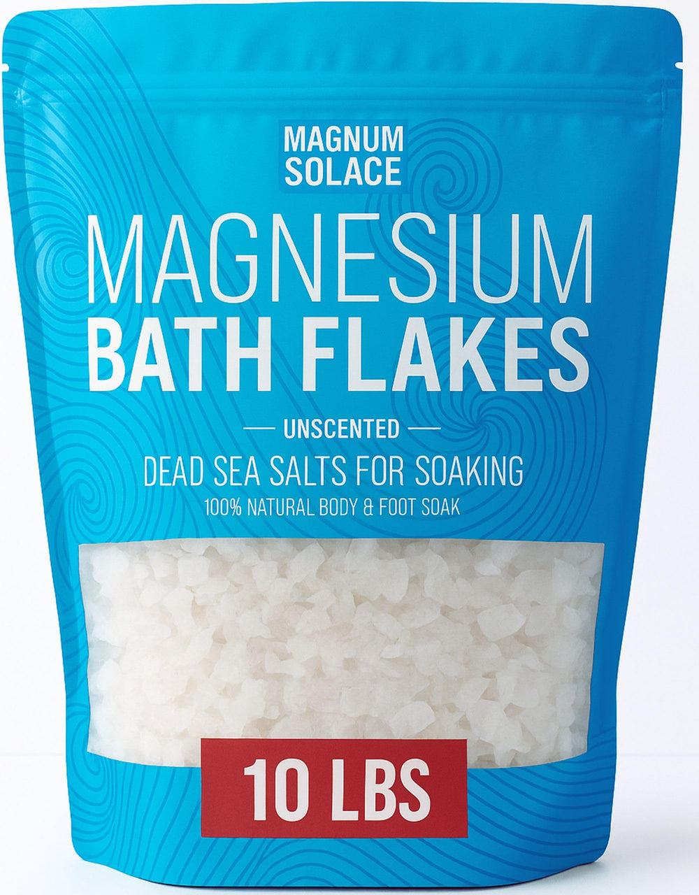Magnum Solace magnesium flakes for bath begin dissolving in warm water for soaking