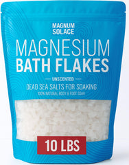 Magnum Solace magnesium flakes for bath begin dissolving in warm water for soaking
