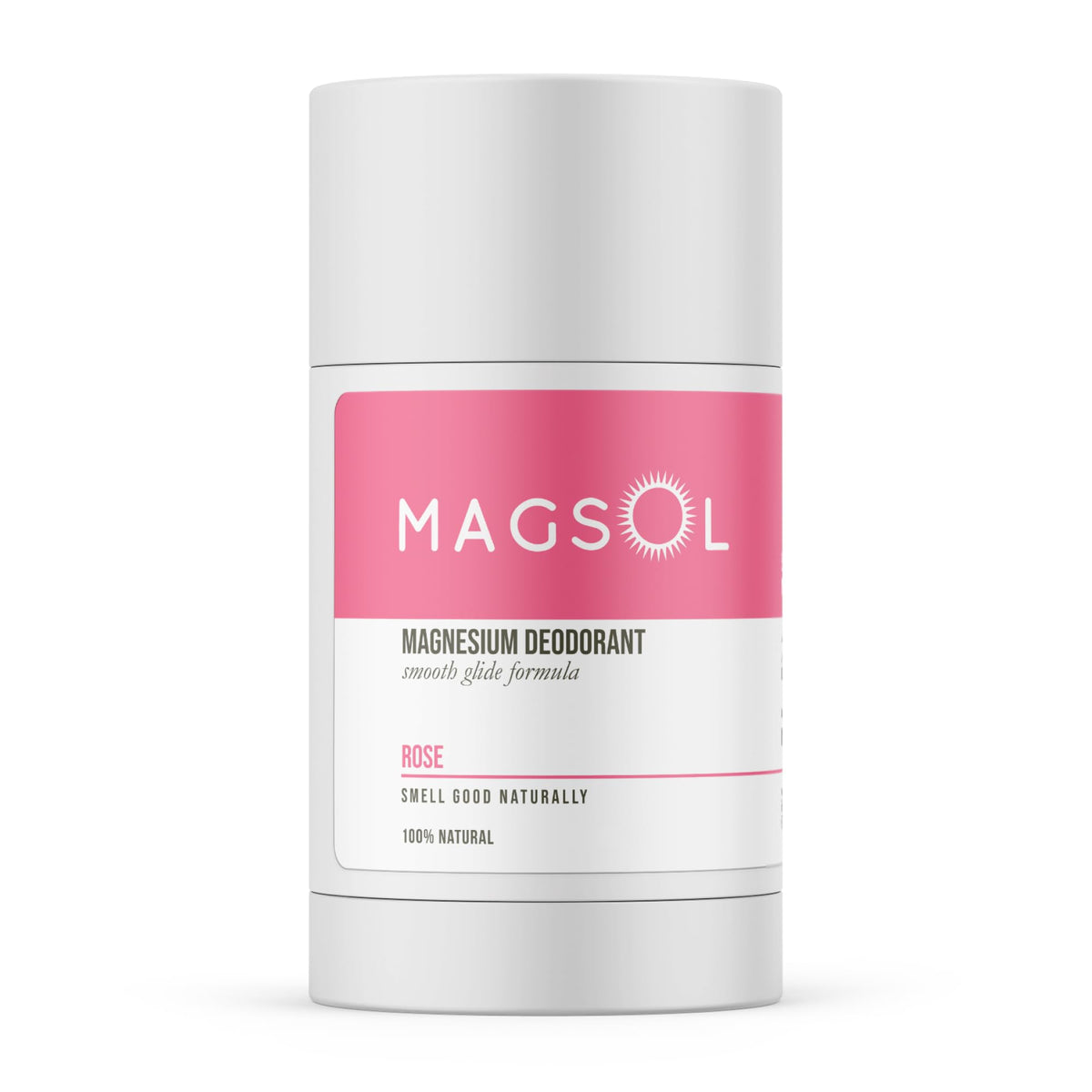MagSol Rose deodorant stick for sensitive skin offering gentle odor protection.